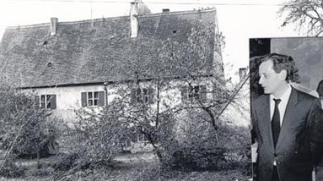 Unrühmliches Jubiläum: Vor 30 Jahren, am 3. April 1981, brannte der alte Rehlinger Pfarrhof (Bild links) ab. Das kleine Bild zeigt Pfarrer Dr. Reinhold Schwartz. Ein Gedenkstein erinnert an den Brand (Bild rechts). 