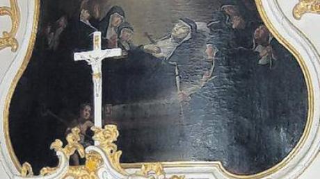 Auf besonderes Interesse stieß in der Klosterkirche das Altarblatt mit der Darstellung des Todes der heiligen Scholastika von Ignaz Baldauf. 