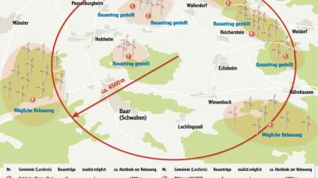 Die geplanten Windparks zwischen Ehekirchen, Pöttmes und Rain.