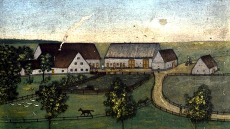 Dieses Gemälde zeigt den alten Hof von Andersbach. 	