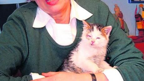 Tilda sieht erbärmlich aus: Sie hat ein verklebtes Auge, röchelt und schnieft, doch dank Renate Loquais Pflege ist das Katzenbaby auf dem Weg der Besserung. Foto: Victorine Jeanty