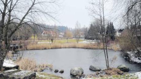 Mit dem neuen Auslass soll der Dorfweiher in Aystetten bei einem hundertjährigen Hochwasser nicht mehr überlaufen und großen Schaden anrichten.  