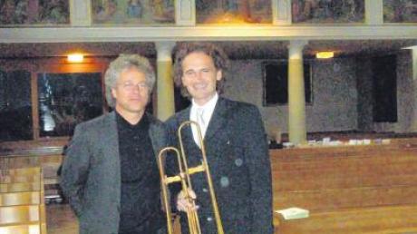 Martin Hoffmann (Orgel) und Harald Bschorr (Posaune) spielten bei einem Konzert aus der Reihe „Die Fugger und ihre Musik“ erlesene Stücke in der Westheimer Kobelkirche.  