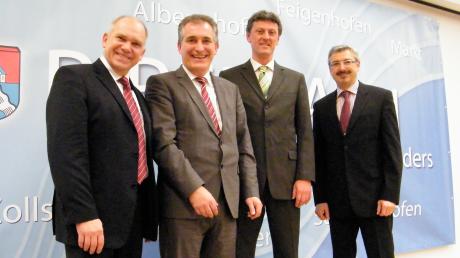Der Neujahrsempfang in Biberbach wird zum Politikum. Auf unserem Bild zu sehen (von links) Gerhard Guffler, Jürgen Kerner, Wolfgang Jarasch und Wolfgang Bertele. 
