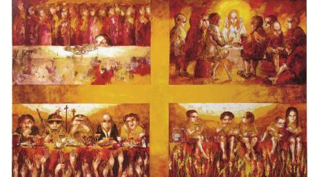 Ejti Stih, eine Künstlerin aus Santa Cruz de la Sierra/Bolivien, gestaltete das Hungertuch „Wie viele Brote habt ihr?“ für die Misereor-Fastenaktion. 