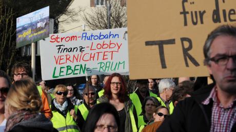 Bei der Abschlusskundgebung zur Massenpetition gegen die Stromtrasse in Meitingen  waren 2014 viele Menschen zusammengkommen.