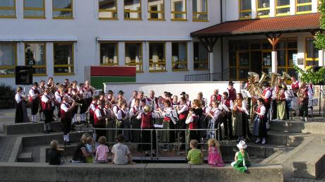 Bei der Zugabe spielten die Musiker aus Altenmünster und Violau gemeinsam.  	