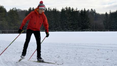 Sonst ist der Eiskanal ihre sportliche Heimat, doch am Dienstag tauschte Melanie Pfeifer (Kanu Schwaben) das Kanu gegen die Langlaufskier.