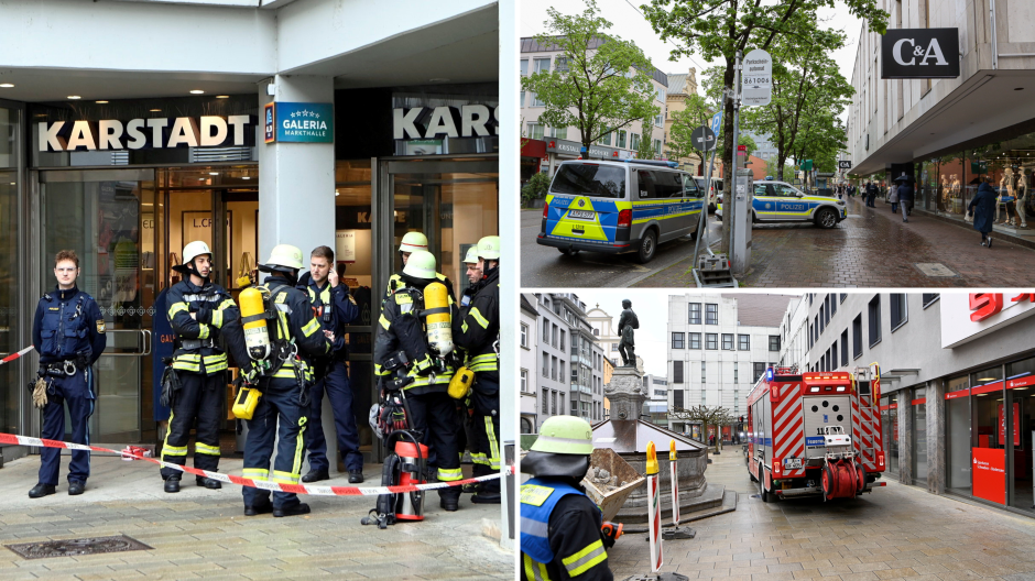 In mehreren Geschäften in der Innenstadt – unter anderem bei Karstadt und C&A – hat es am Freitag innerhalb kurzer Zeit gebrannt.