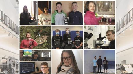 Die Regionalsieger von „Jugend forscht“ und „Schüler experimentieren“ beim ersten digitalen Regionalentscheid in Augsburg.  	