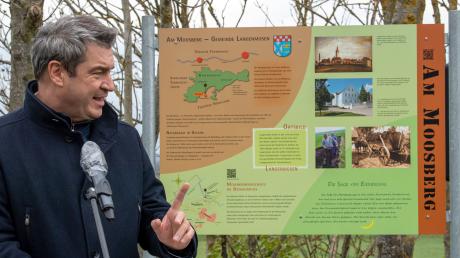 Bayerns Ministerpräsident Markus Söder bei der Vorstellung zur weiteren Entwicklung des Donaumooses in Langenmosen im Mai dieses Jahres. 