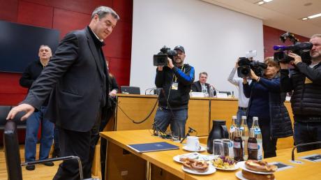 Bayerns Ministerpräsident Markus Söder nimmt als Zeuge an der Sitzung des Masken-U-Ausschusses teil.