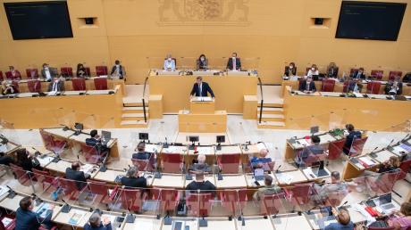 Blick in den Plenarsaal des Bayerischen Landtags.