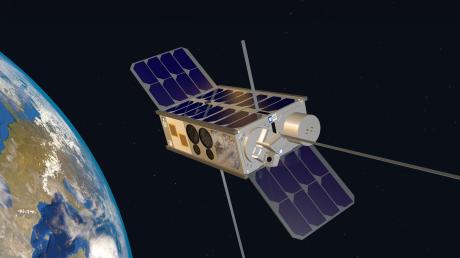 Die undatierte Visualisierung zeigt den Satelliten Sonate-2. Der Kleinsatellit hat Künstliche Intelligenz an Bord, die im Weltraum trainiert werden soll.