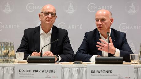 Dietmar Woidke (l, SPD), Ministerpräsident von Brandenburg, und Kai Wegner (CDU), Regierender Bürgermeister von Berlin.