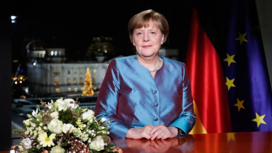 Bundeskanzlerin Angela Merkel bei ihrer Neujahrsansprache im Jahr 2016.