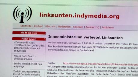 Die Aufnahme zeigt am 25.08.2017 die Internetseite «linksunten.indymedia.org». Sieben Wochen nach linksextremen Krawallen am Rande des G20-Gipfels in Hamburg hatte das Bundesinnenministerium die Plattform verboten.
