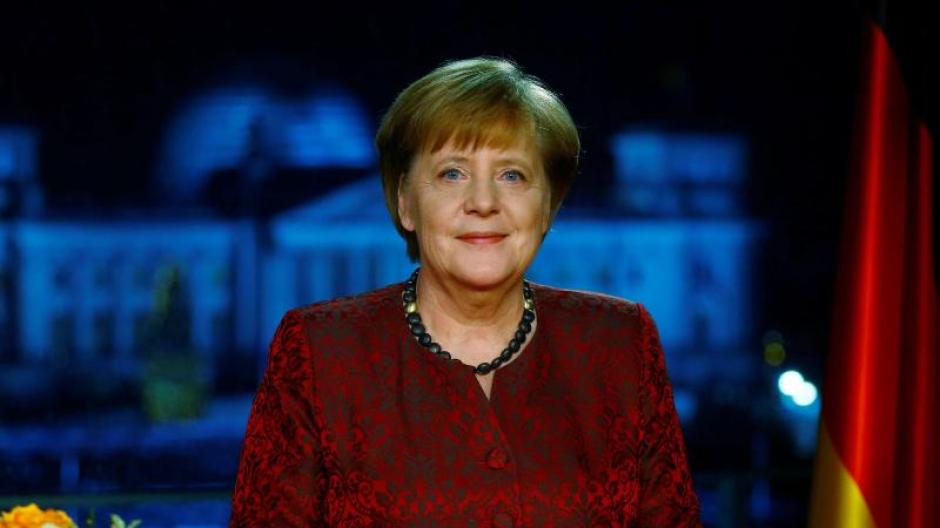 Bundeskanzlerin Angela Merkel bei ihrer Neujahrsansprache im Jahr 2017.