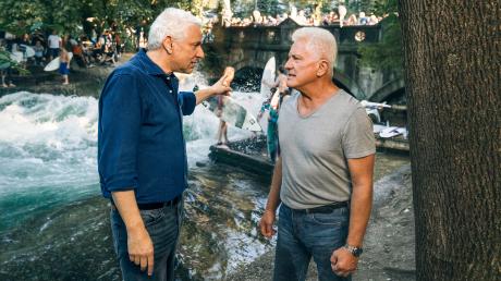 Leitmayr (Udo Wachtveitl) und Batic (Miroslav Nemec) sind bei ihren Ermittlungen nicht immer einer Meinung. Szene aus dem Tatort "Die ewige Welle", der heute im Ersten läuft.