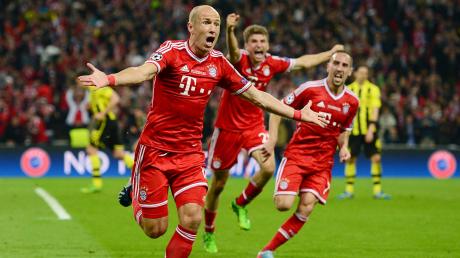 Der Moment der Krönung: 2013 schießt Arjen Robben den FC Bayern zum Sieg in der Champions League. Nach zehn Jahren beim deutschen Rekordmeister gab der Außenstürmer sein Karriereende bekannt.