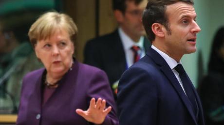 Schlüsselfiguren im Streit um den EU-Haushalt: Frankreichs Präsdient Emmanuel Macron und Bundeskanzlerin Angela Merkel.