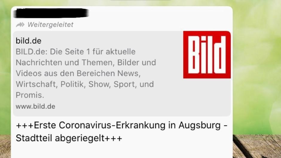 Coronavirus Whatsapp Fake Meldung Zum Coronavirus In Augsburg Im Umlauf Augsburger Allgemeine