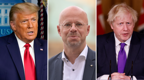 Drei besonders aktive Spalter in der Politik der Jahres 2020: Donald Trump, Andreas Kalbitz und Boris Johnson.