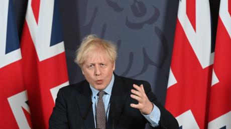 Boris Johnson, Premierminister von Großbritannien, spricht nach dem Durchbruch in den Brexit-Verhandlungen bei einer Pressekonferenz in der Downing Street.