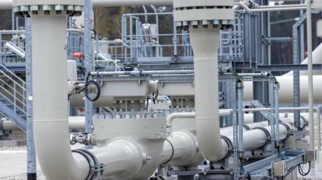 Rohrsysteme und Absperrvorrichtungen in der Gasanlandestation von Nord Stream 2 in Lubmin, Mecklenburg-Vorpommern.