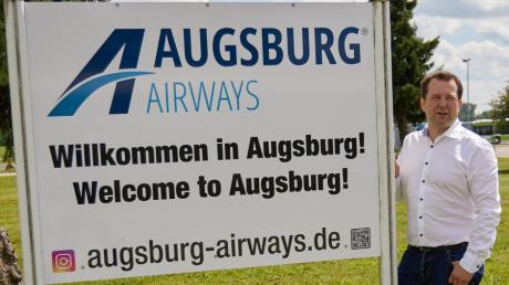 Maik Freitag hat sich den Namen Augsburg Airways gesichert. Sein Unternehmen vermittelt Flüge. 