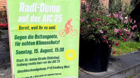 Mit einer Radldemo auf der AIC 25 wollen die Friedberger Grünen am 15. August gegen die geplante Augsburger Osttangente protestieren. 