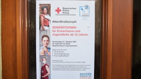 Gerade Mal ein Impfwilliger kam nach Auchsesheim  ins Gasthaus Hoser zum Sondertermin. 