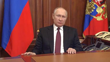 Präsident Putin bei seiner TV-Ansprache.