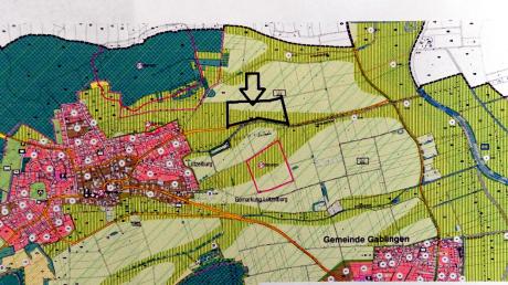 Auf diesem Plan von Lützelburg  ist die Lage des geplanten Solarparks markiert. 