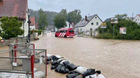 Schwere Unwetter führten im Juni 2021 zu großen Überschwemmungen im Markt Aindling. Die Feuerwehr hatte über 70 Einsätze zu bewältigen. 