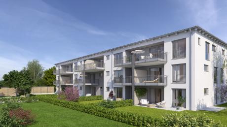 So soll das neue Mehrfamilienhaus an der Zugspitzstraße in Mering künftig aussehen.