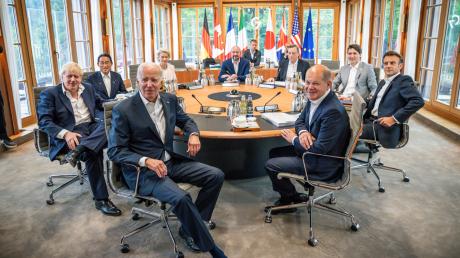 Die Regierungschefs der G7-Staaten in Elmau. Auf dem Gipfel fand die Idee von Scholz, einen Klimaclub einzuführen, viel Zustimmung