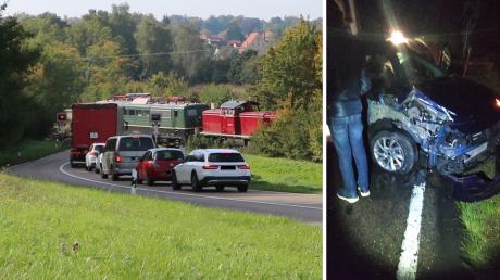 Nach dem Unfall am Bahnübergang an der B466 bei Hainsfarth warnt die Bayernbahn davor, Signale zu missachten. Verletzt wurde niemand, am Mietwagen entstand ein Totalschaden.