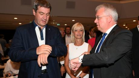 Ministerpräsident Markus Söder mit Carolina Trautner und Markus Ferber 2019 beim Bezirksparteitag der CSU in Schwabmünchen. Da hatte Trautner ihre Ministerkarriere noch vor sich.