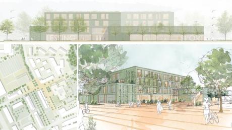 So soll der Neubau des Lessing-Gymnasiums im Neu-Ulmer Wiley einmal aussehen.