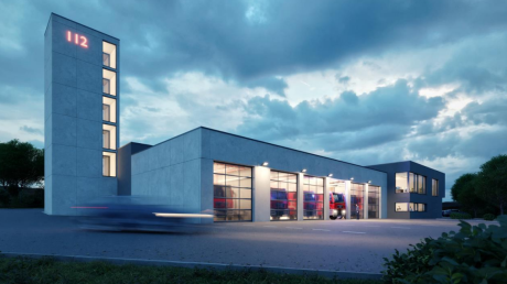 So könnte das neue Feuerwehrgerätehaus in Syrgenstein laut einem Entwurf aussehen. Im Haushalt für 2023 ist der Neubau mit 4,2 Millionen Euro veranschlagt.