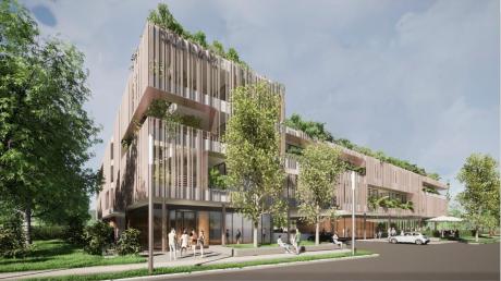 Das neue Büro- und Ärztehaus an der Grenze zu Steppach ist als "Green Building" geplant. 