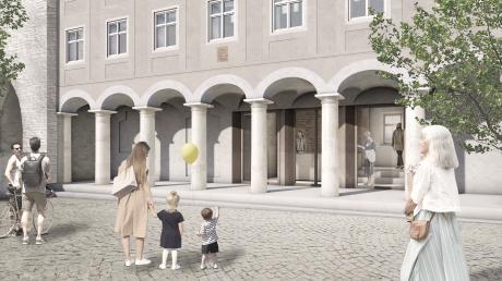 Der Haupteingangsbereich des künftigen Museums mit teilweise verglaster Fassade am Weißenhorner Kirchplatz ist eine der Besonderheiten im Entwurf des Planungsbüros Beer Bembé Dellinger.