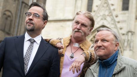 Im nächsten "Tatort" aus Münster wird neben Boerne (Jan Josef Liefers, links) und Thiel (Axel Prahl, rechts) der Schauspieler Detlev Buck zu sehen sein.
