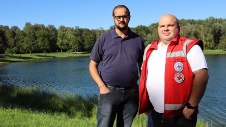 Feuerwehrkommandant Martin Koller und der Vorsitzende der Wasserwacht, Wolfgang Piontek, waren am Freitag mit im Einsatz am Auwaldsee.