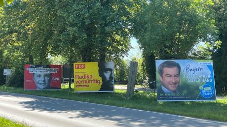 In einem Monat wird der neue bayerische Landtag gewählt. Mit Plakaten machen die Kandidaten seit geraumer Zeit auf sich aufmerksam, wie hier am Ortseingang nach Dießen.