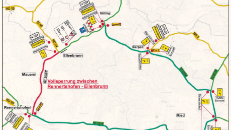 Vom 18. bis voraussichtlich 20. September ist die Verbindung Rennertshofen - Ellenbrunn gesperrt. Der Verkehr wird weiträumig umgeleitet. 