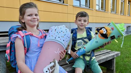 Schulanfang an der Grundschule in Steppach: Jette und Johannes kommen in die Klasse 1b.