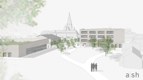 So wie auf dieser Darstellung des Architekturbüros könnte sich das Schulgelände in St. Ottilien von Osten gesehen darstellen.