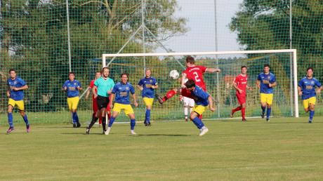 Die Holzkirchener (in Blau-Gelb) haben ihre Negativ-Serie endlich durchbrochen und gegen den TSV Hollenbach den ersten Saisonsieg gefeiert. 